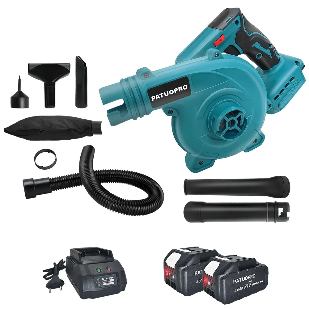 PATUOPRO Electric Cordless Air Blower Dust Collector, Brushless 350W Hand Power Tool Dust Snow Blowing For Makita 18V Battery