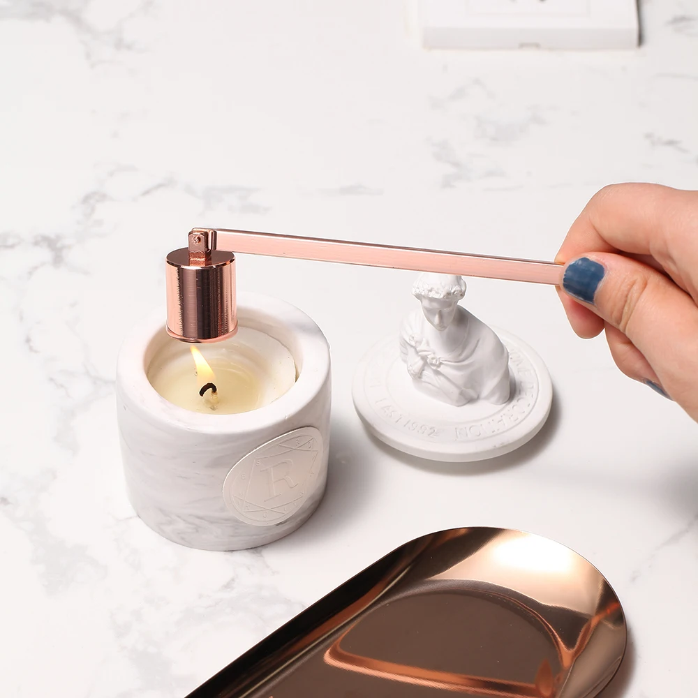Stainless Steel Candle Accessory Set Candle Tray Wick Trimmer Snuffer Dipper and Electric Arc Lighter