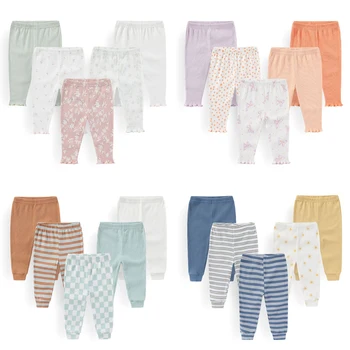 Kiddiezoom 5 Pcs/Lot Fashion Cute Cartoon Baby Boy Girl Pants 0-12Months Cotton Soft Newborn Leggings 1