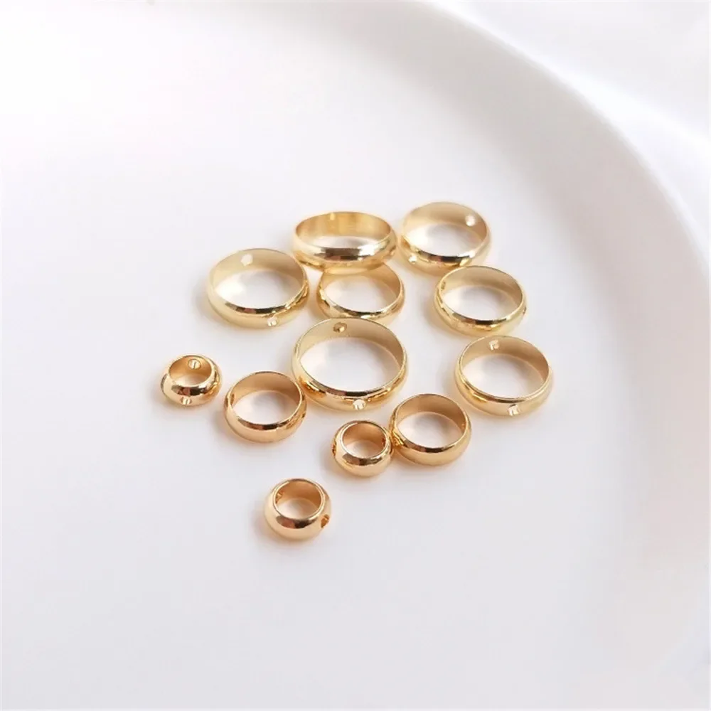 

14K Gold Plated Set bead ring circular bead ring handmade DIY string accessories bracelet material separated bead ring