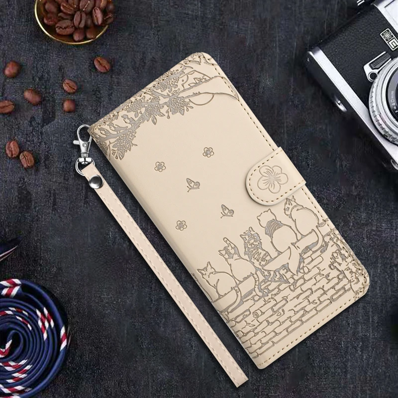 thumbnail image 1 of Wallet Cat Embossed Flip Over Leather Case For iPhone 15 Pro Max 14 Plus 13 Mini 12 Pro 11 SE 2022 2020 X XS XS Max XR 8 7 Plus, 1 of 5
