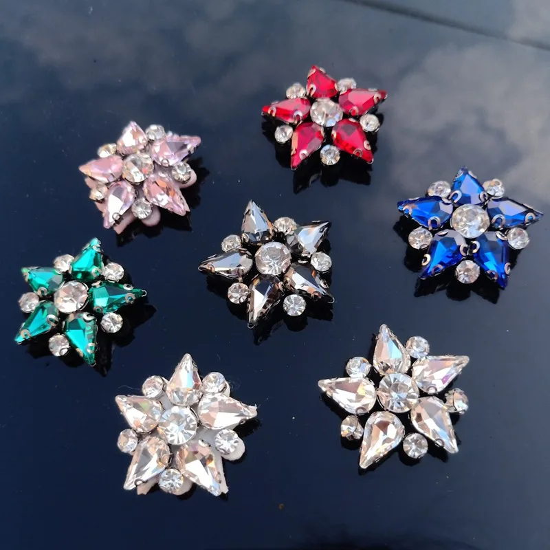 AHYONNIEX 5 PCS Stern Blume Strass Bead Patches Nähen Auf Perlen Applique Kleidung Schuhe Taschen Dekoration Patch DIY