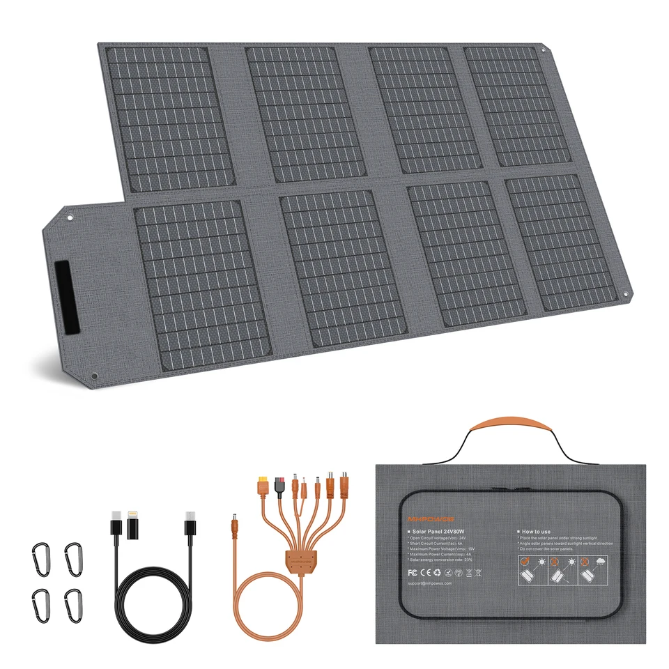 80W Portable Foldable Solar Panel Power Supply