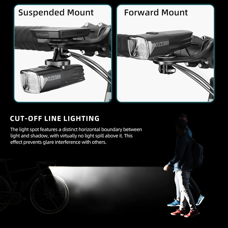 CYCLAMI X7 Lights Smart Headlights USB Rechargeable Road Mountain Bike thumbnail 3