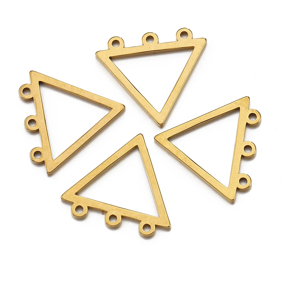 10 Stück Edelstahl Dreieck Blank Drop Connector Multi Löcher Connect Quaste Anhänger Charm Halskette Ohrring DIY Schmuckherstellung – Detail 2