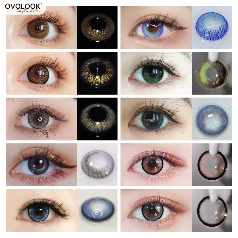 OVOLOOK-1 Pair(2pcs) Beauty Contact Lenses Bling Bling Colored Eye Lenses Colored Lenses for Eyes Vision Correction for Myopia