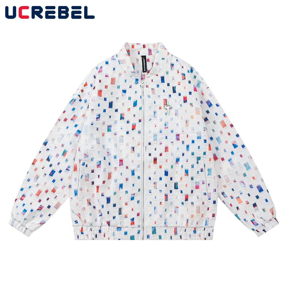 

Contrast Paneled Streetwear Jacket Mens Autumn Winter Casual Stand Collar Patchwork Zipper Outerwear Men
