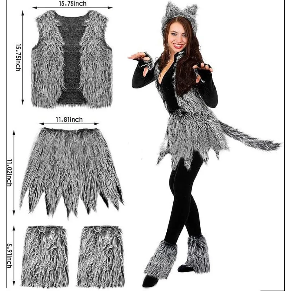 Costume De Loup-Garou Réaliste Avec Masque, Queue, Oreilles Et Griffes – Pour Halloween, Cosplay, Mascarade