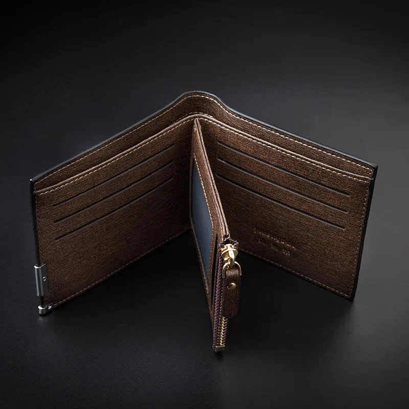 Luxury Men Wallet PU Leather Embossed Hardware Zipper Short Purse Multiple Card Pocket Leisure Business Coin Bag Fashion | Дом и сад