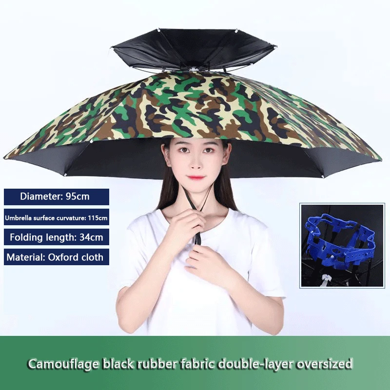 

1 Portable Foldable UV Resistant Umbrella Hat Sunshade Waterproof Fishing Headwear Hat Suitable for Outdoor Camping on Beaches