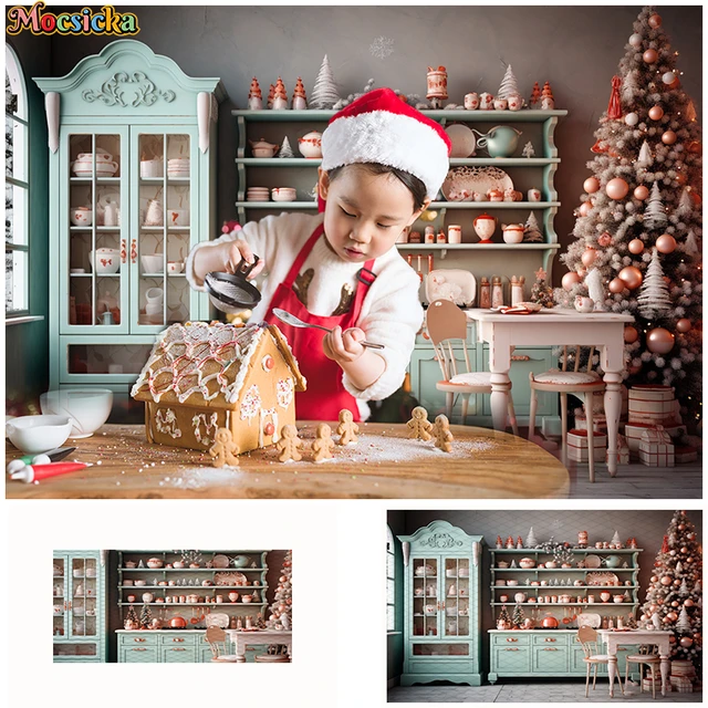 Décors de photographie de vacances, cuisine de Noël, enfants, enfant, bébé,  accessoires de photocall, adulte, famille chaude, arrière-plan photo de Noël  - AliExpress