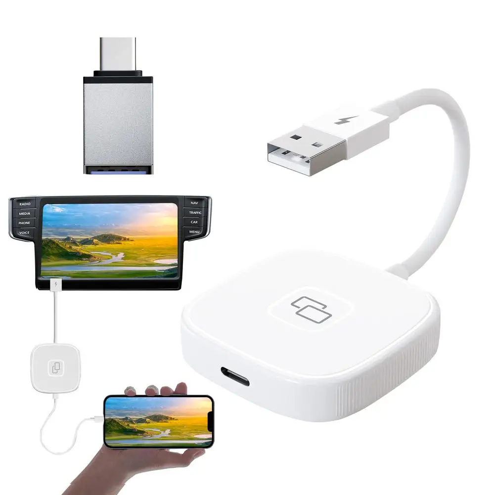 

Квадратный Usb-ключ, беспроводной адаптер для навигации, медиаплеер Mirrorlink, совместимый с Iphone Carplay Smart Aibox