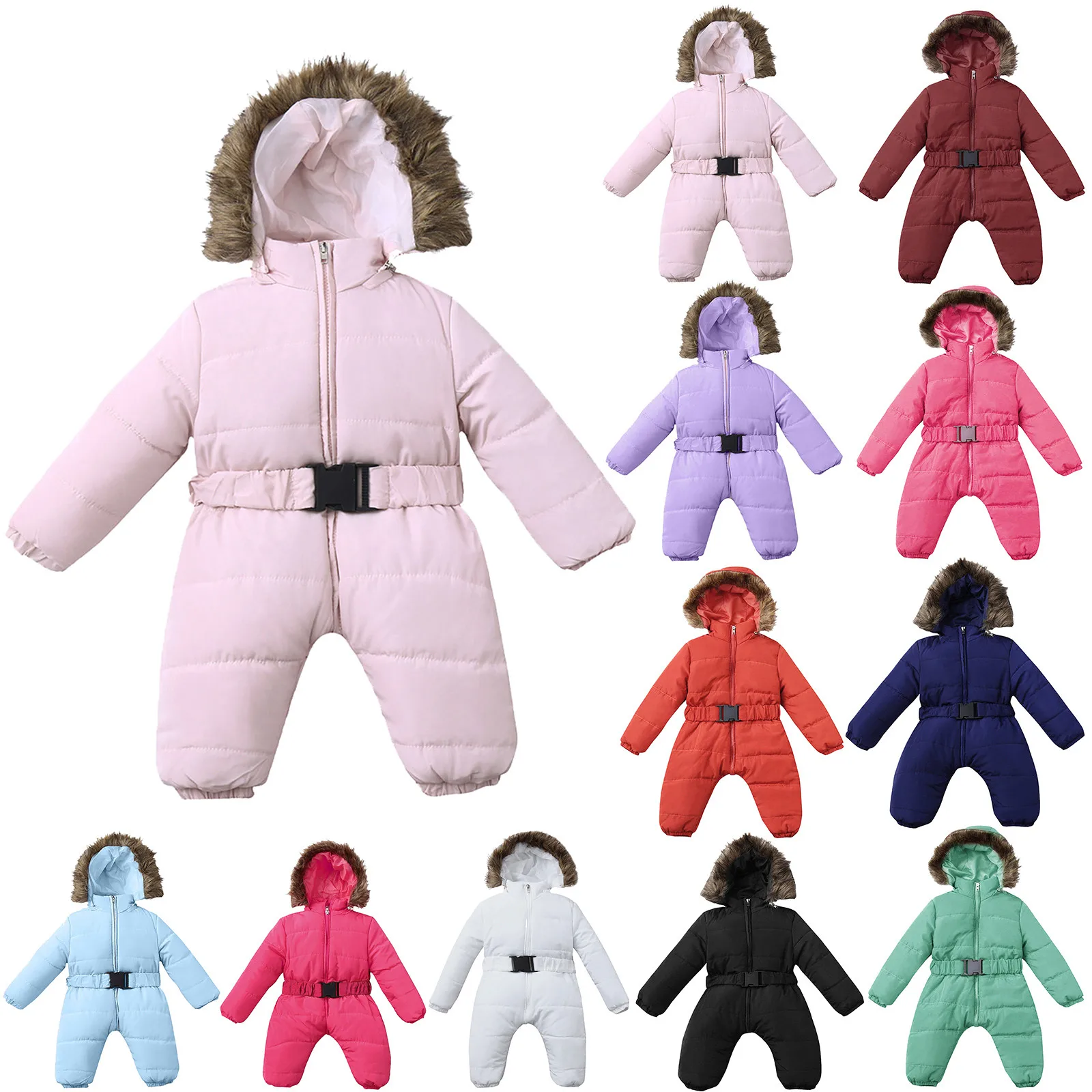 Hiver infantile bébé garçon fille barboteuse veste à capuche combinaison  chaude manteau épais tenue n14654