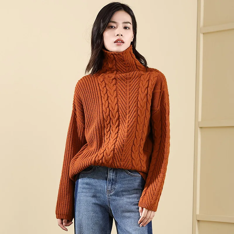 Full Sleeve Loose Female Pullovers Jumpers Autumn Winter Thick Ladies Knitwear
