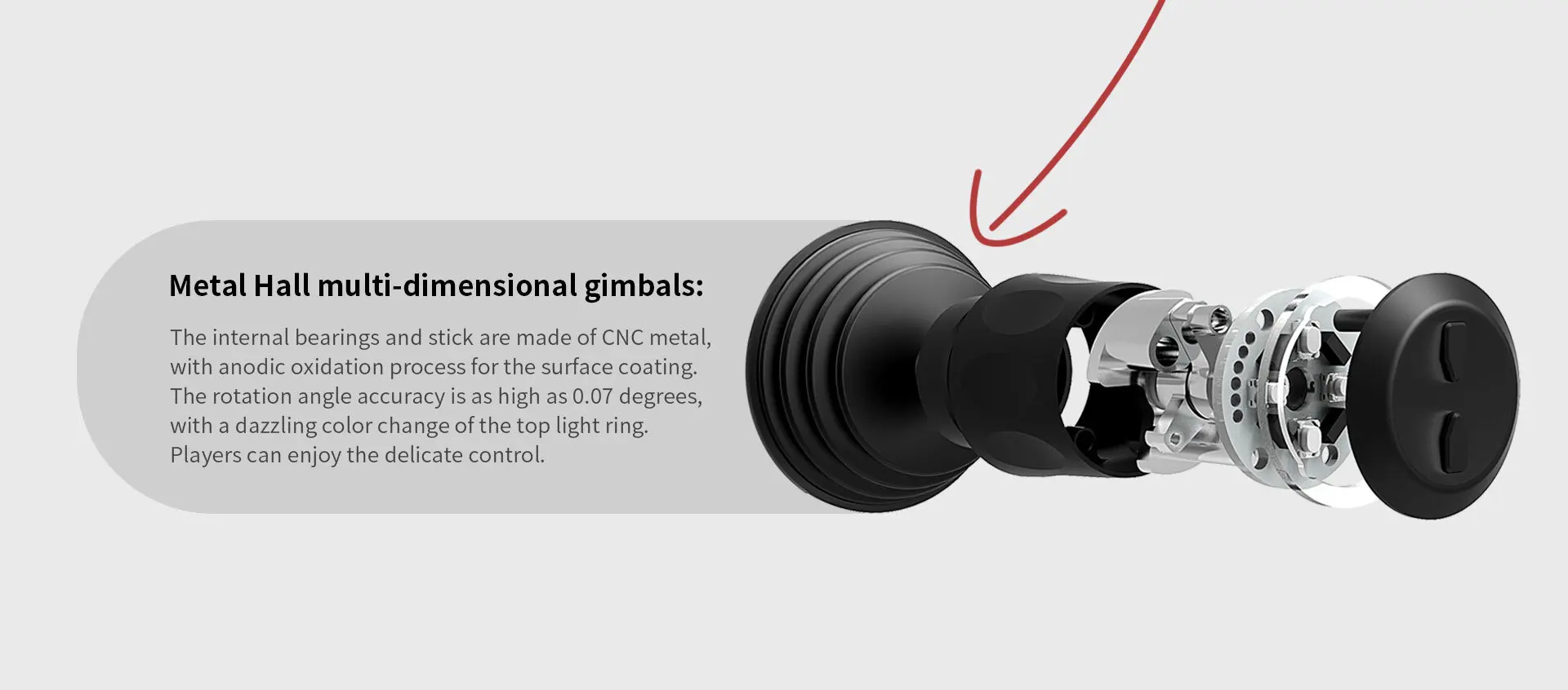 the internal bearings and stick are made of CNC metal, with anodic oxidation