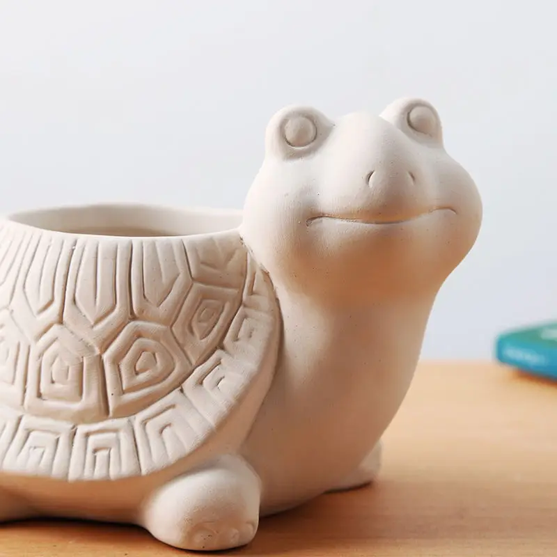 Raw Fired Rough Pottery Semi-finished Product Multi Flower Pot Graffiti Hand-painted DIY Animal Ceramic Painted Flower Pot ZD844