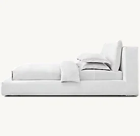 Minimalist Linen Fabric Bed Solid Wood Frame King Size Beds