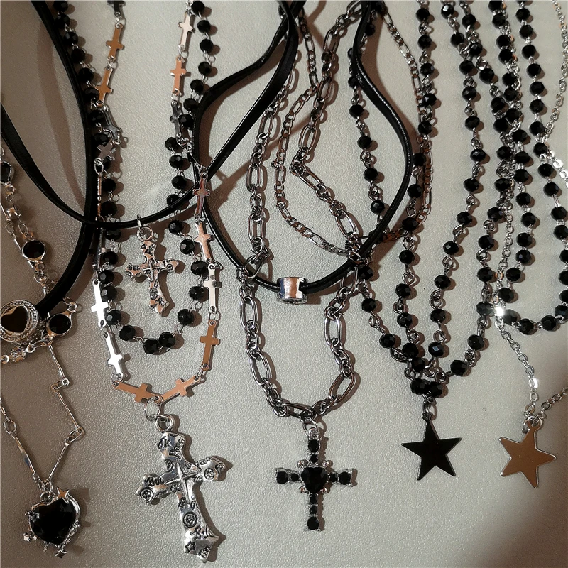 Personalized Punk Star Heart Cross Chain Double Layer