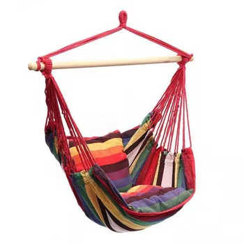 Hammock Chair Portable Comfortable Colorful Stripe Chair Hanging Rope Swing for Indoor Hammock Swing Chair 1