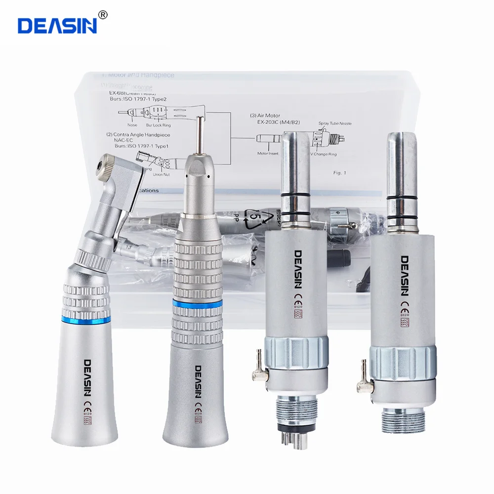 

Dental Low Speed Handpiece Kit Air Turbine Straight Contra Angle Air Motor 2/4Holes