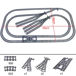 City Train Tracks Building Set - Flexible, Straight, Curved, and Switch Rails (Train Tracks 20)