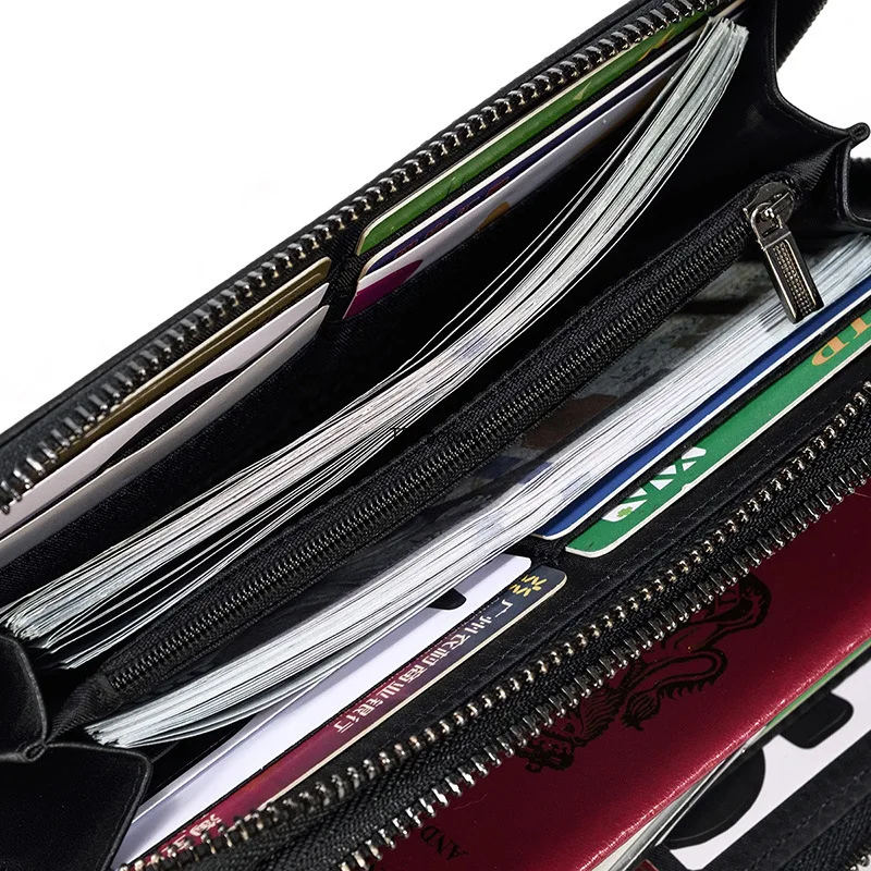 Premium Leather Long Wallet with Money Clip
