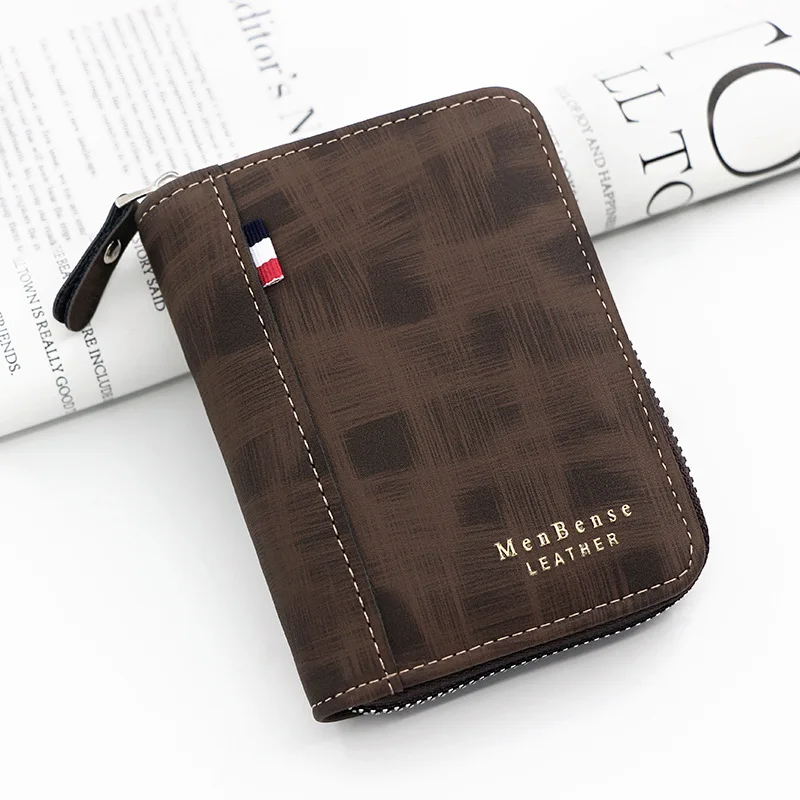 European American style men short wallet hot gold lettering vertical fence chain frosted certificate bag zero wallet men wallet