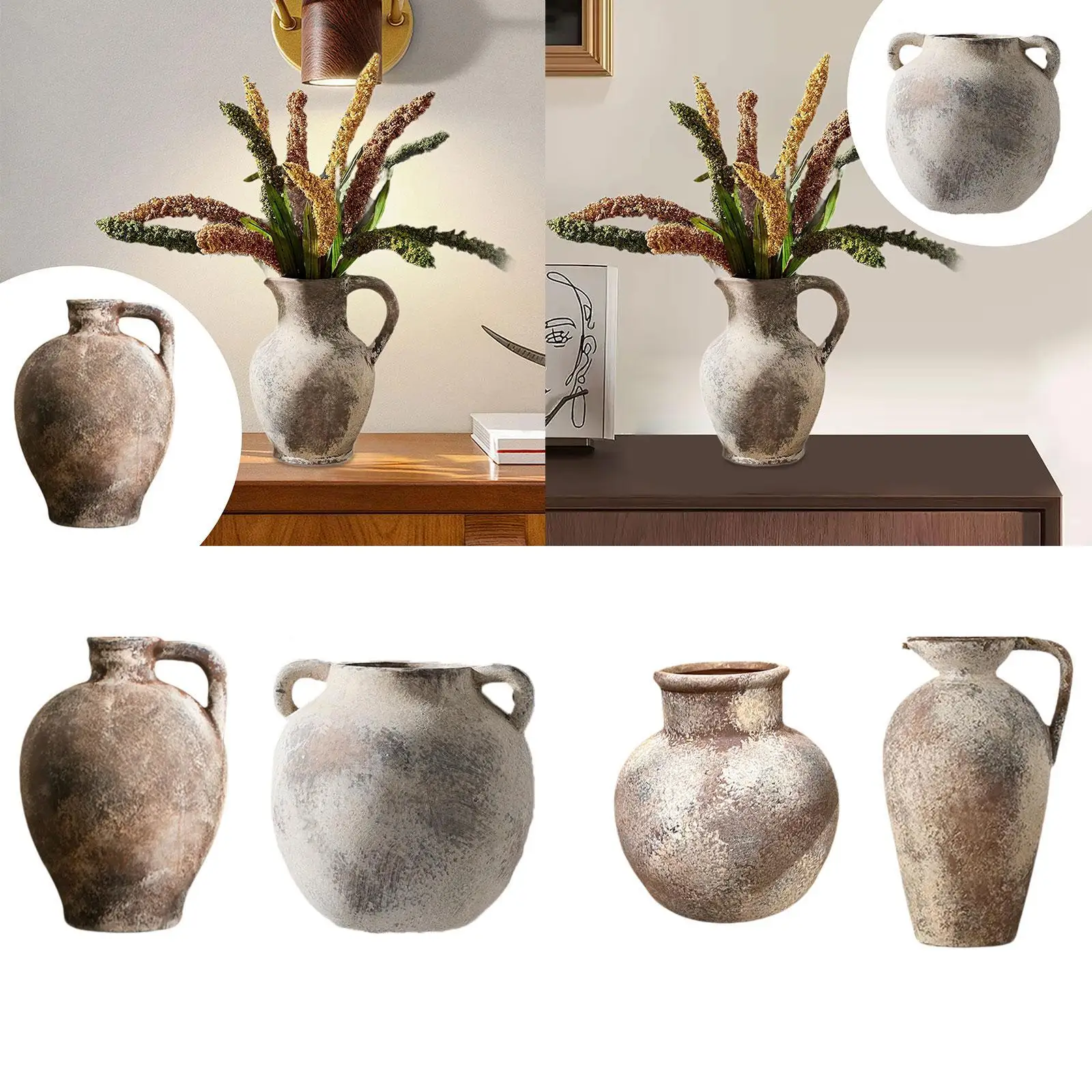 Ceramic Flower Vase Home Furnishing Birthday Gift Rustic Flower Arrangement for TV Cabinet Dining Room Bedroom Indoor Entryway