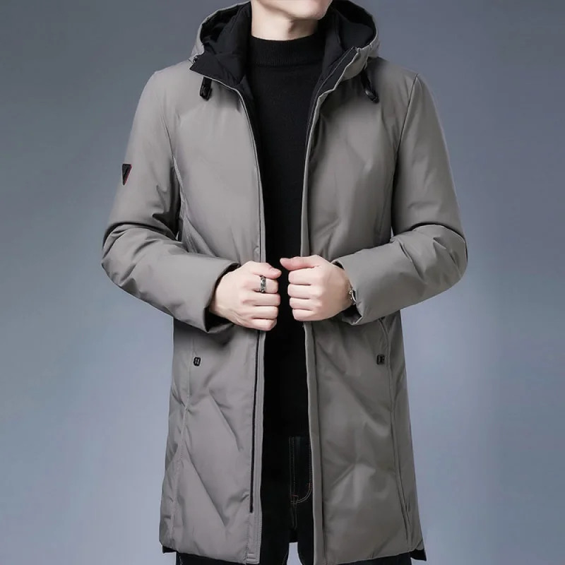 

Warm winterfashionableWinter White Duck down Men's New Mid-Length Thickened Warm Middle-Aged Men Trendy Coat Generation Hairtren