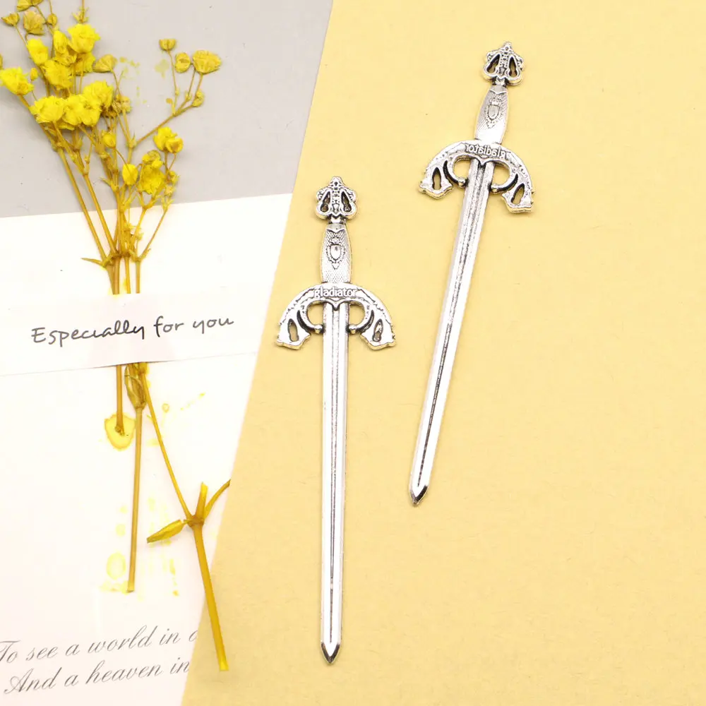

2pcs 21x87mm Sword Pendants Pendant Accessori Diy Jewelri Antique Silver Color