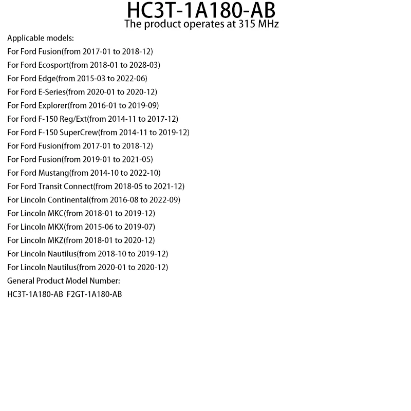 4PCS HC3T-1A180-AB 315MHZ Reifendruck Sensor Für Ford Fusion Ecosport Edge Explorer Fusion Transit Auto TPMS F2GT-1A180-AB – Detail 2