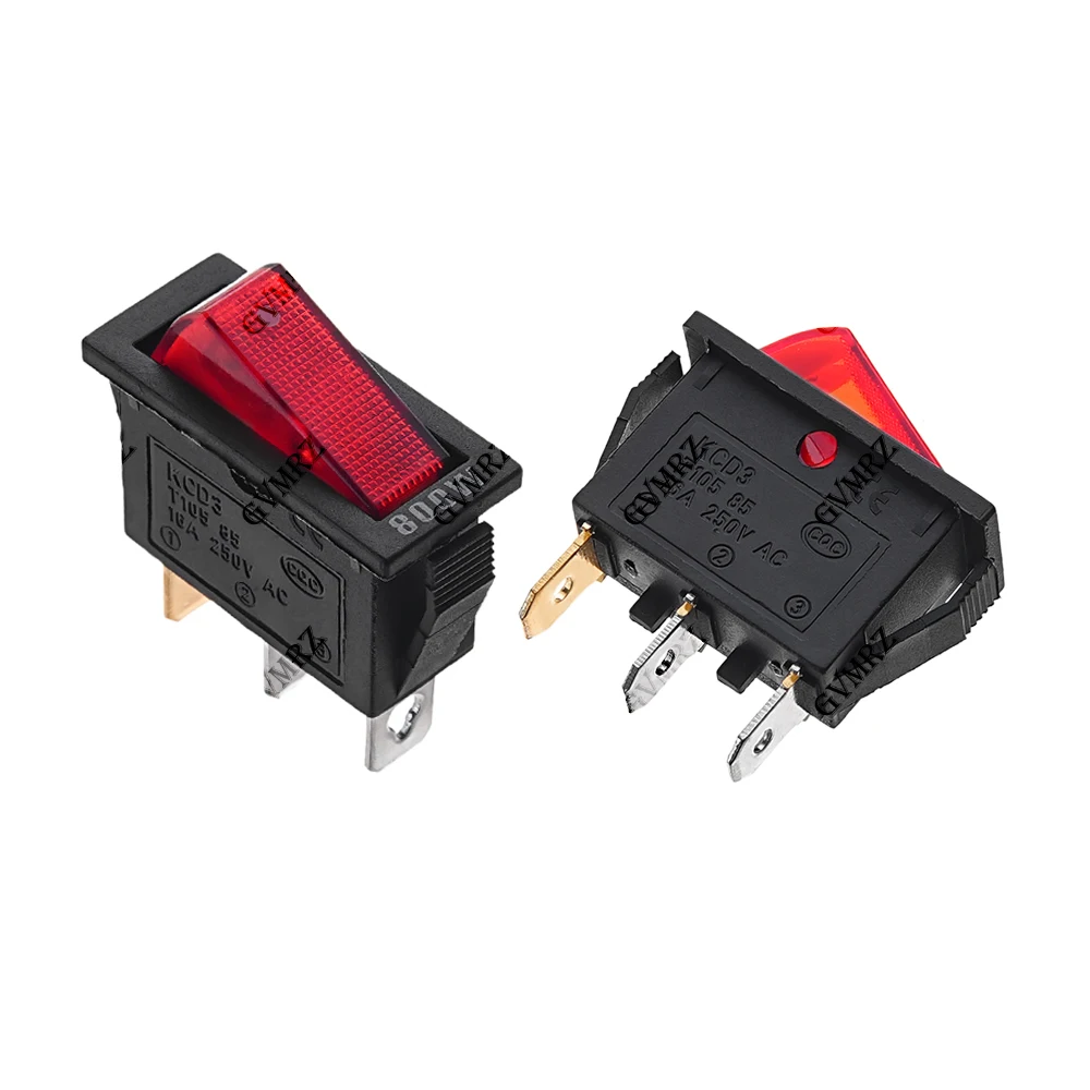 1PCS 16A 250V / 20A 125V AC KCD3 로커 스위치 ON-OFF-ON 2 위치 3핀 전기 장비(라이트 전원 스위치 ON-OFF 포함)
