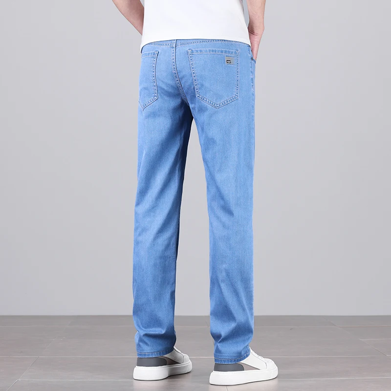 4 Colors New Lyocell Jeans Men's Clothing Thin Stretch Straight Business Casual Denim Pants Loose Cotton Trousers For Male 5
