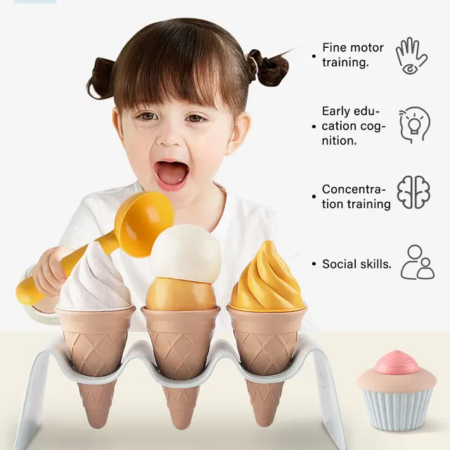 Children DIY Simulation Ice Cream Model Kitchen Toy Safe Plastic Wheat Straw Cake Food Model Play Sand Making Summer Beach Toys 2