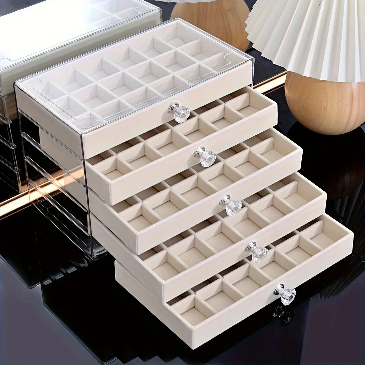 PET 5 Tier Jewelry Storage Box for Earrings Necklaces