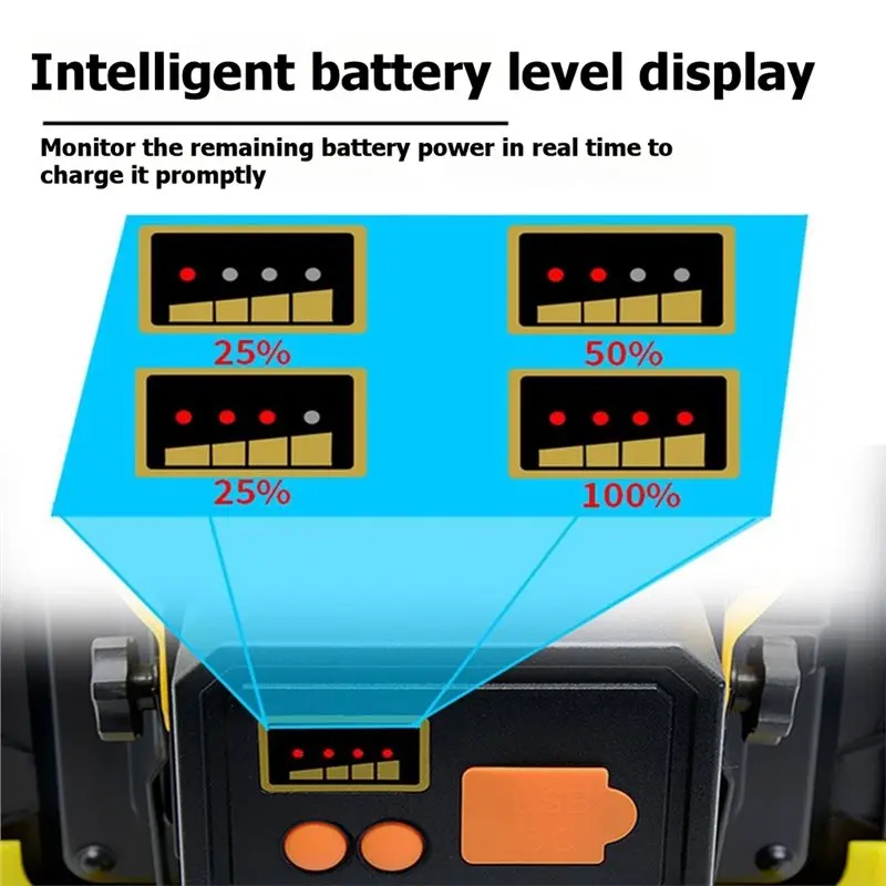 【HAPPY】LED 100W 충전식 투광등, 캠핑 조명용 야외용 밝기 조절 가능