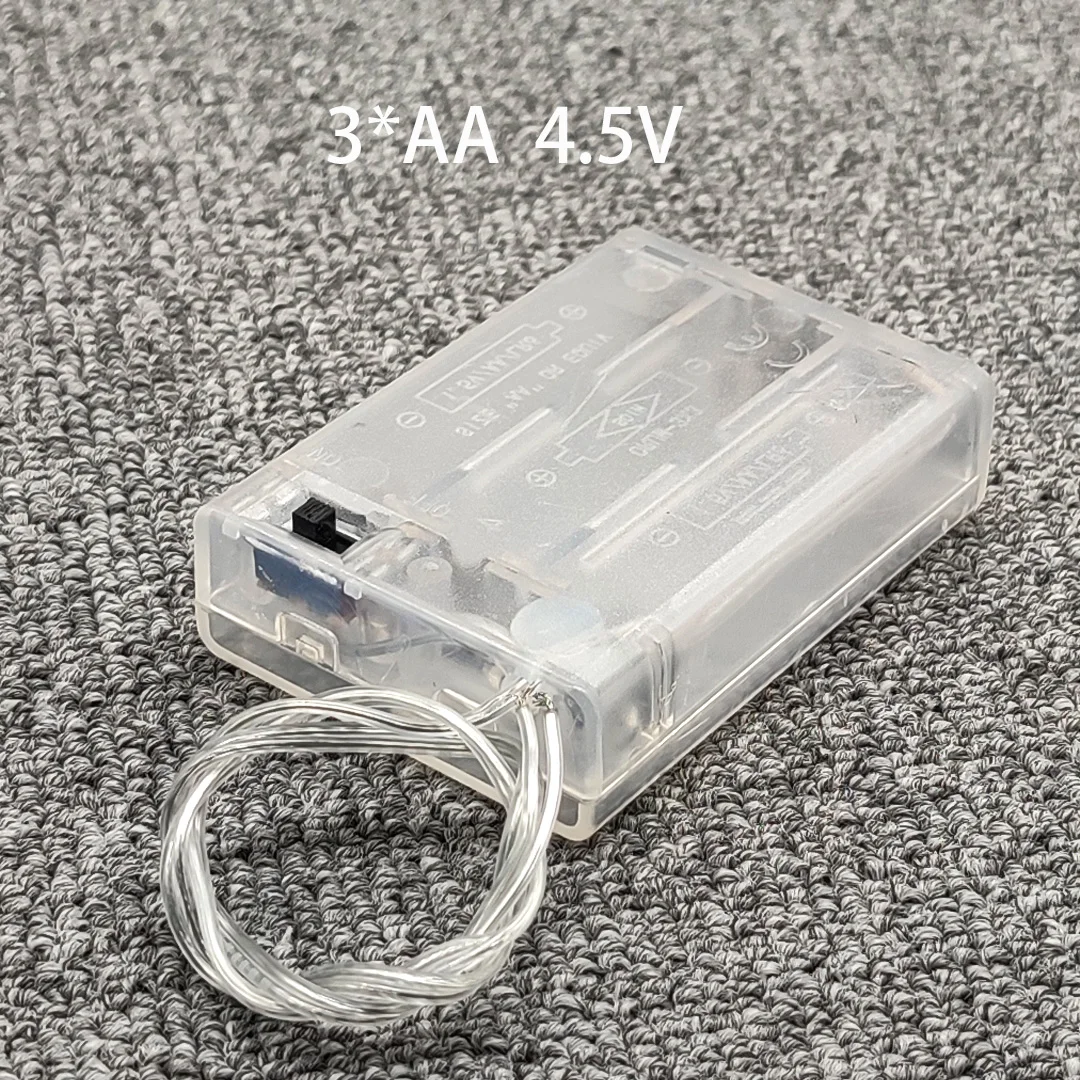 Transparent AA Battery Holder Box with Switch Lead