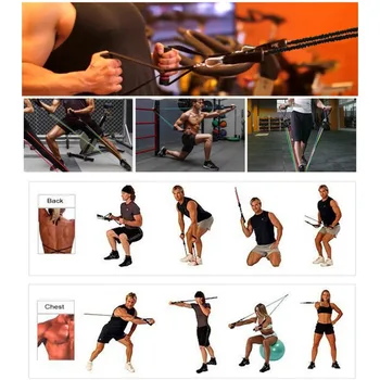 Resistance Bands 11-Piece Set Tensioner Pull Rope Fitness Multi-function Tensioner Suit Muscle Training Belt Elastic Sleeve Band 4