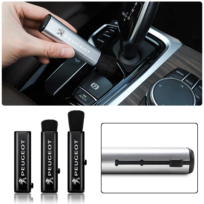 1Pcs PPS Car Retractable Cleaning Brush Artificial Wool Small Brush For Peugeot 307 206 508 207 3008 5008 308 407 208 106 2008