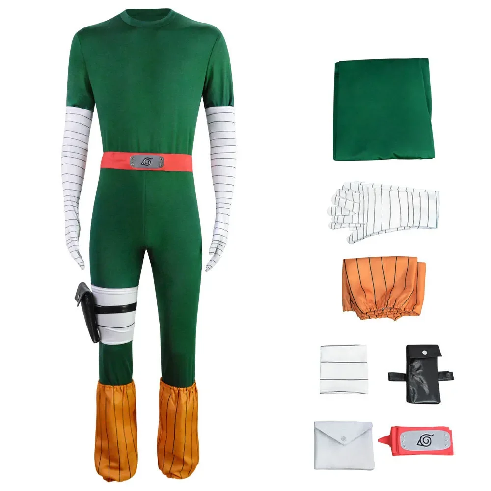 thumbnail image 1 of Disfraz de Cosplay de Rock Lee de Anime japonés, peluca, mono, traje de carnaval, uniforme de fiesta de Halloween, 1 of 5