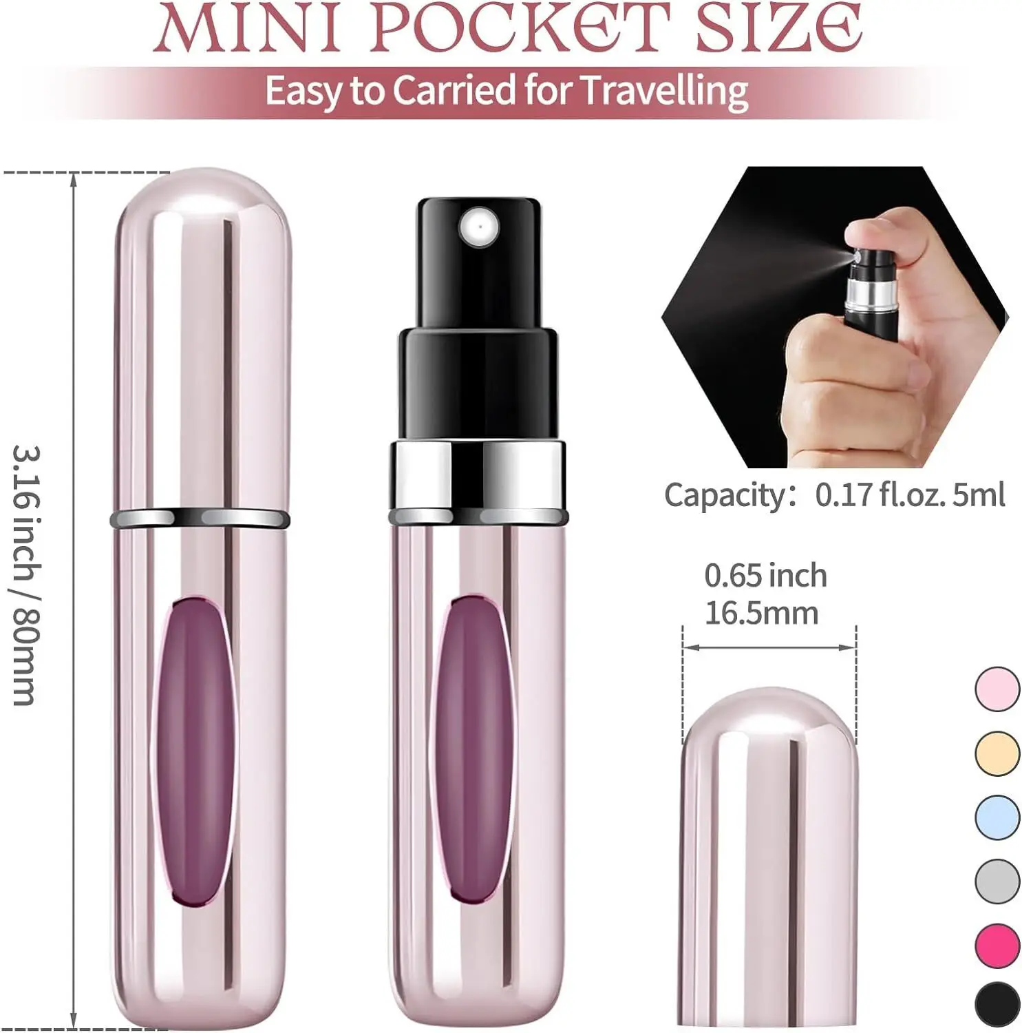6Pcs Parfüm Nachfüllflasche Pumpe Mini Zerstäuber Nachfüllbare Spray Füllstoff Kapsel Tasche Dispenser Reise Köln Sprayer Auslaufsicher – Detail 3