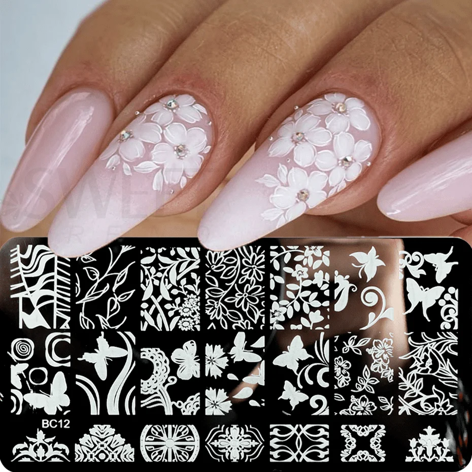 Nail Art Stamping Plates Lace Textured Flower Petal Leaves Images Stamp Templates Polished Printing Stencils Molds Tools KEBC-20 5