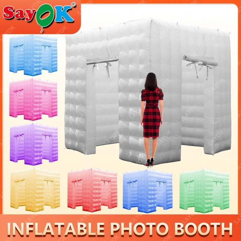 

SAYOK Inflatable Photo Booth Enclosure Inflatable LED Photo Booth Tent Backdrop with Inner Air Blower for Party Wedding Event
