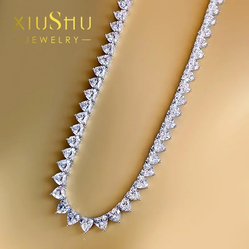 Fashion Flash High Precision All Diamond Love Necklace High Carbon Diamond 925 Silver Wedding Jewelry