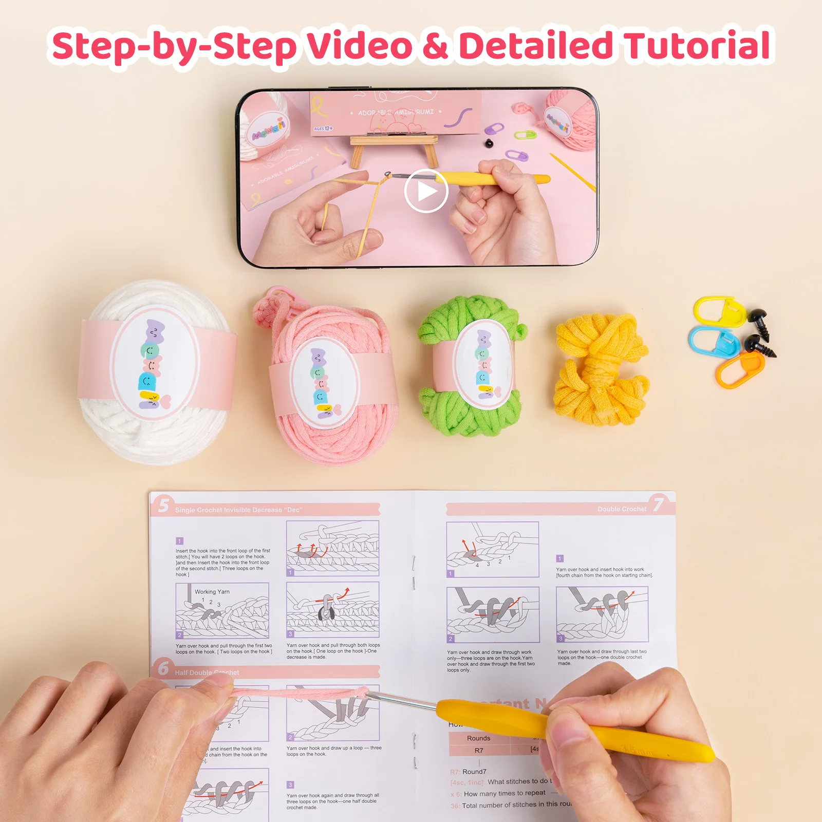 Crochet Stuffed Animal Kit Animal DIY Beginner Crochet Kit Beginner Crochet  Kit With Easy Peasy Yarn And Video Tutorials DIY - AliExpress