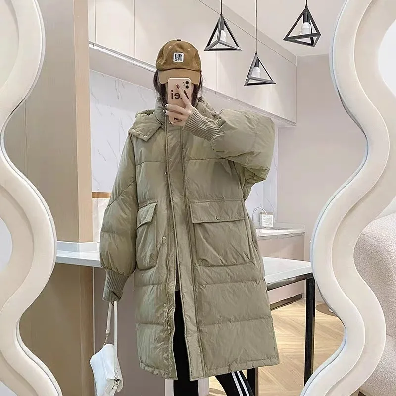 2023 New Women Down Jacket Winter Coat Female Mid Length Version Parkas Thick Warm Outwear Hooded Leisure Time Fashion Overcoat