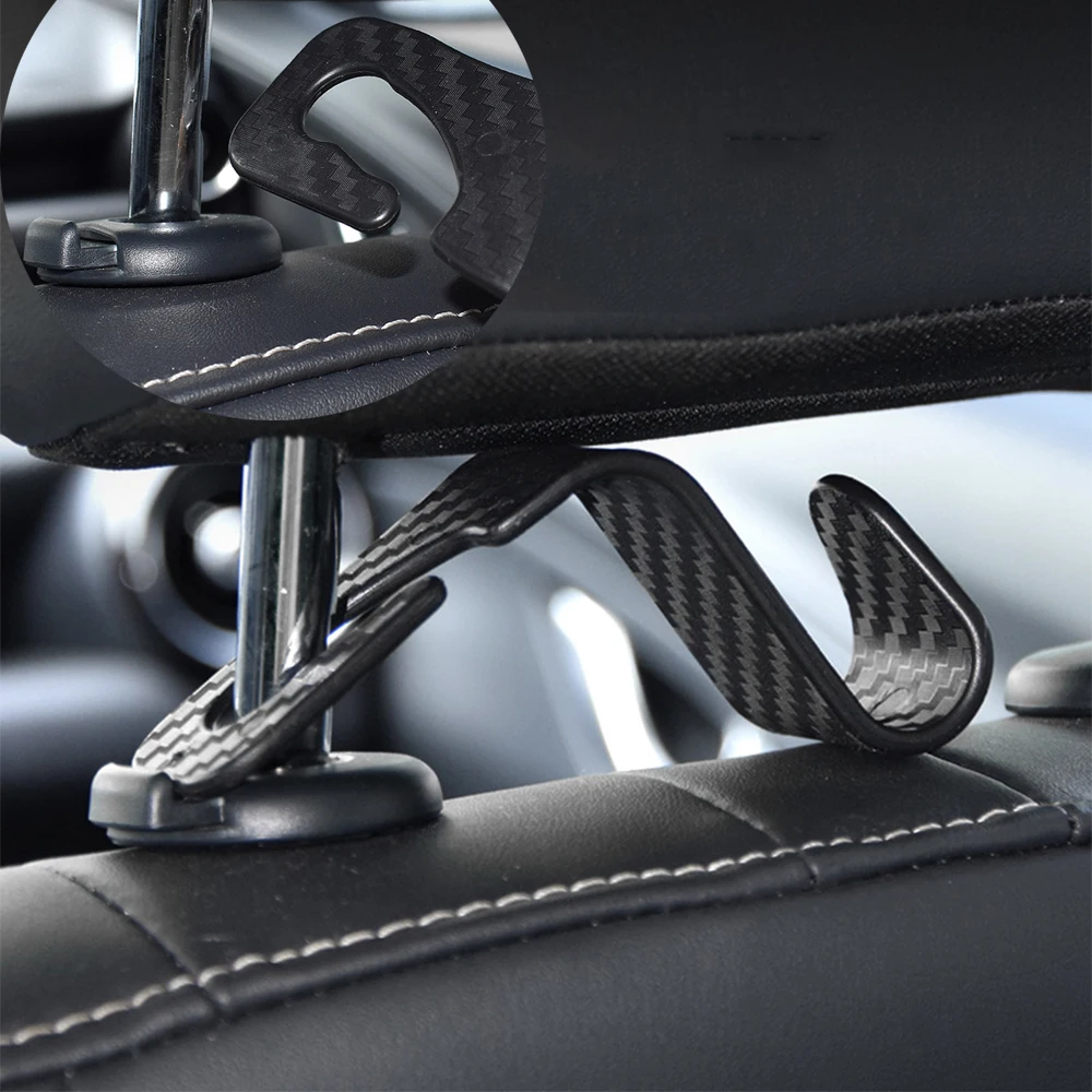 2pcs Car Seat Back Hooks Vehicle Headrest Hanger Holder Dual Hook Hook  Universal Headrest Mount Storage Organizer Internal Accessories 