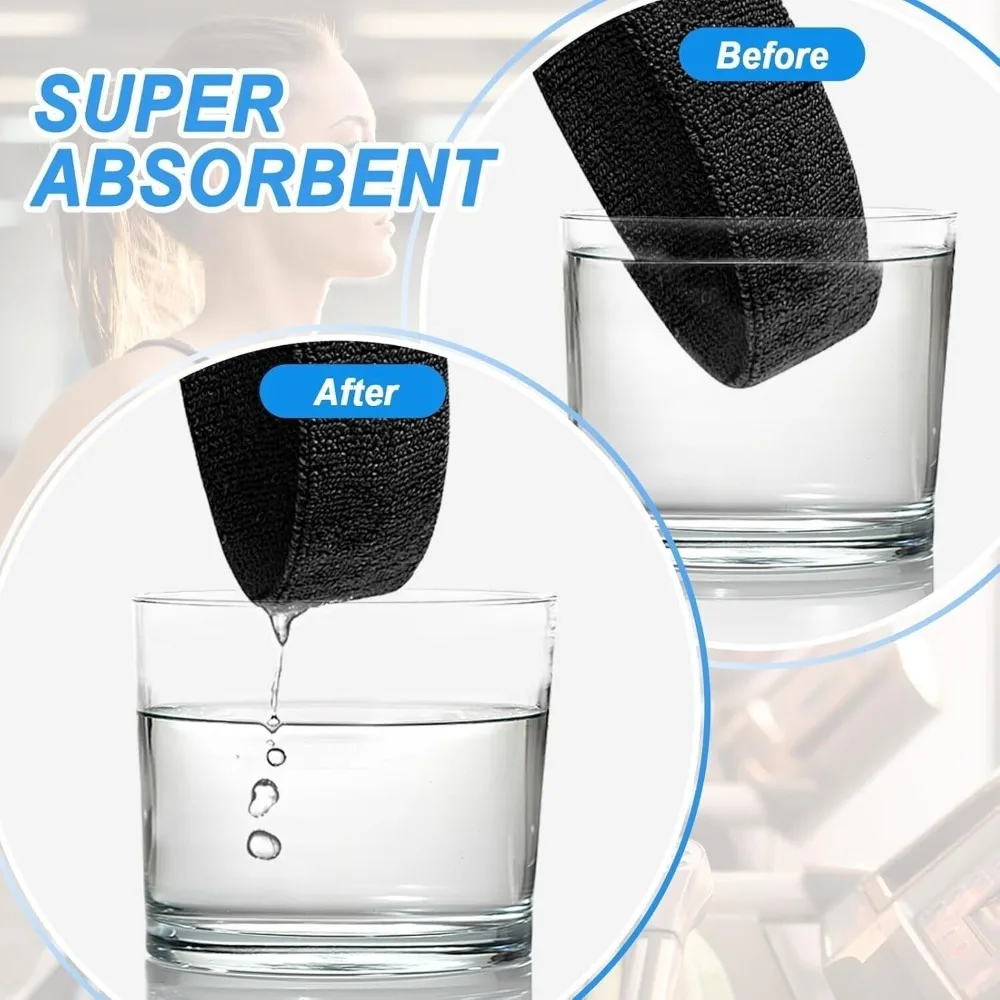 3Pcs/Set Outdoor Moisture Wicking Sports Headband Elastic Solid Color Gym Sweatband Sweat Absorbing Fitness Headband Cycling