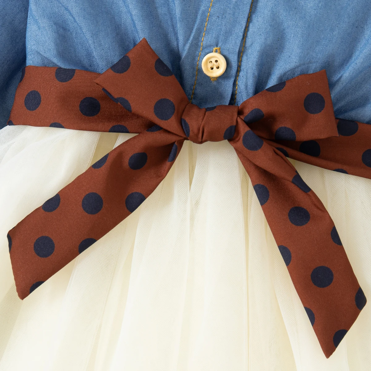 Girls' Denim Tutu Dress with Bow 4