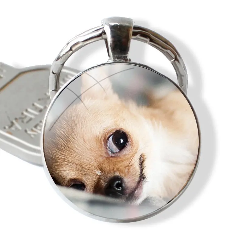 Keychain Handmade Glass Cabochon Key Ring Holder Pendant Key